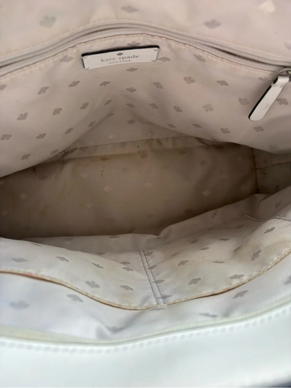 kate spade Two-Tone White and Taupe Leather Tote Bag